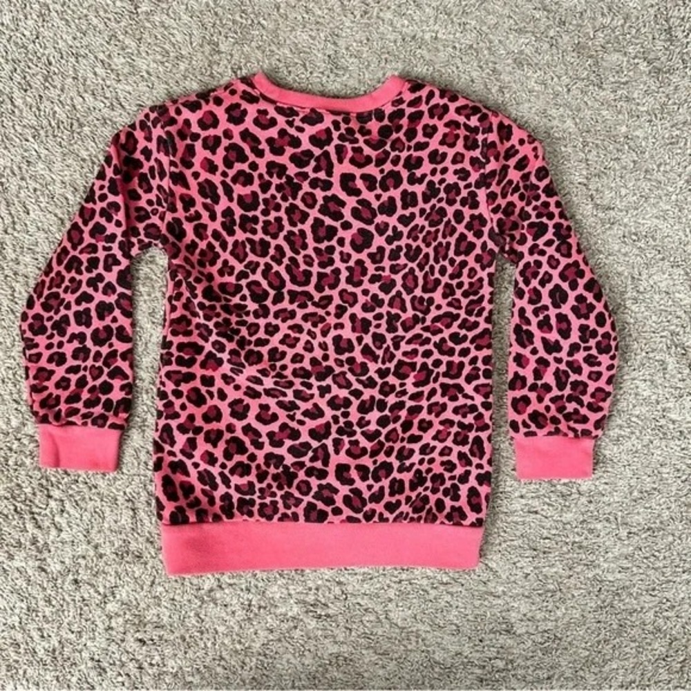 Nike I Kids Girls Pink‎ Black Leopard Print Crewneck Sweatshirt I Size M (6/8) - Picture 6 of 8
